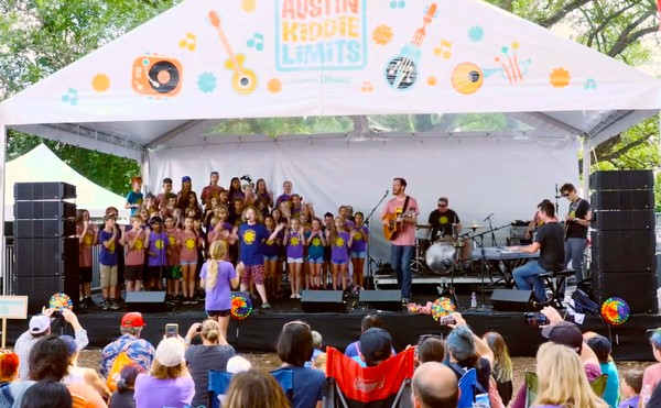 Still from BHC ACL Festival 2017 performance video Barton Hills Choir performing at the 2017 Austin City Limits Music Festival, video still