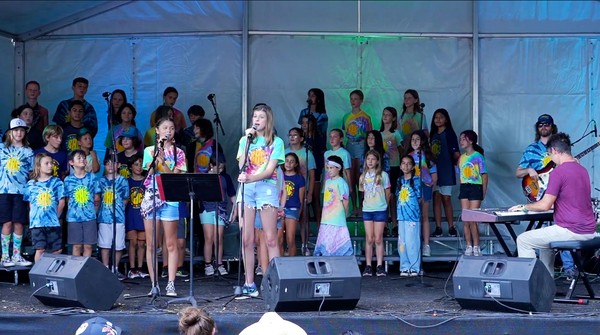Still from BHC ACL Festival 2022 performance video Barton Hills Choir performing at the 2022 Austin City Limits Music Festival, video still